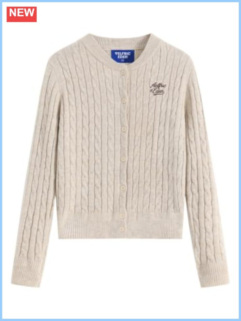 Cable Knit Button Down Cardigan Sweater Chunky Long Sleeve Crew Neck